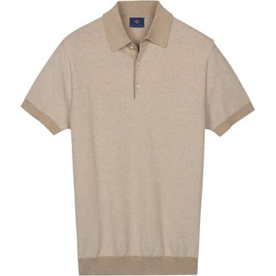 Baileys Polo Knitted Two-Tone Jacquard Texture Zand / male