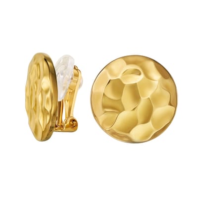 Traveller Clip Oorbellen - Oorclips Dames - 22 Karaat Verguld - Gehamerde Structuur - Rond - 20mm - 157879