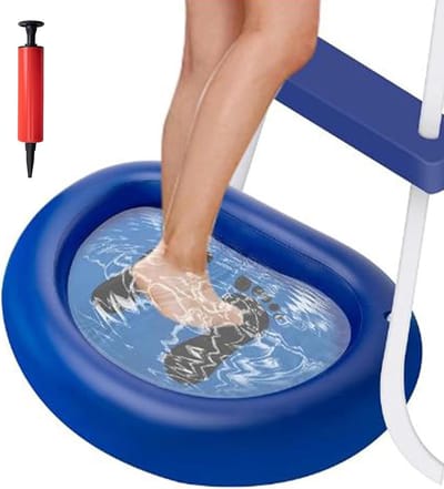 SnelShoppen - Opblaasbaar Voetbad voor Zwembad – Spa Voetenbad van PVC, Opblaasbaar Voetreinigingsbekken in Blauw, Perfect voor Tuin, Camping, Schone