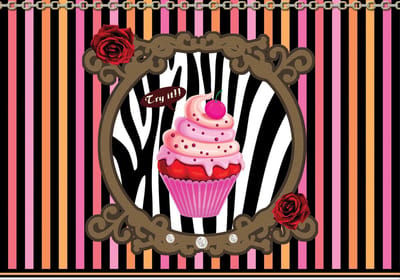 Cupcake Stripes Photo Wallcovering