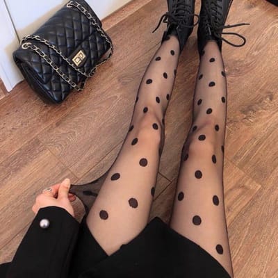 Collants Blancs à Grosses Pois Vintage Pour Femmes Super Élastiques Bas Transparents Sans Couture Ceinture Haute Contrôle Culotte Chaussettes Y2K One Size brown