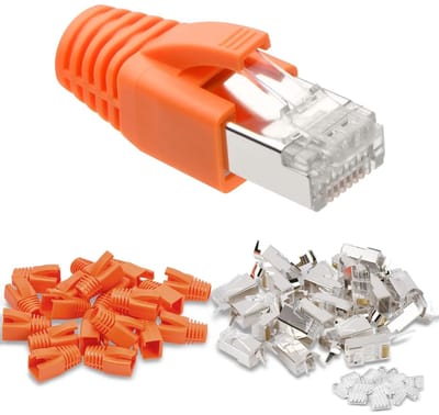 RJ45 Plug Ethernet Stekker Geschermd Cat7 Cat6A voor Boot Installatie - 20 Stuks, Netwerkverbinding, Hoge Snelheid, Duurzaam