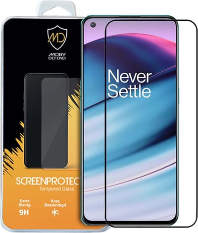 MobyDefend Screenprotector - Geschikt voor OnePlus Nord CE - Screensaver Met Zwarte Randen - Gehard Glas