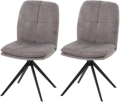 Set van 2 eetkamerstoelen MCW-M68, keukenstoel met rugleuning, draaibaar, automatische positie, metaal, stof/textiel ~ grijs