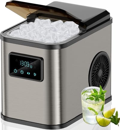 Thuys – Krachtige IJsblokjesmachine – 2 Afmetingen – Zelfreinigende IJsmachine – Crushed Ice Maker in Enkele Minuten – 2L – LED-Scherm – Zilver