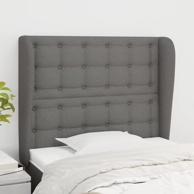vidaXL - Hoofdbord - met - randen - 83x23x118/128 - cm - stof - donkergrijs