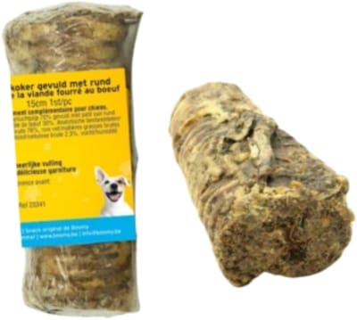 Boomy - Vleeskoker Hond - Kauwbot Hond - Hondensnoepjes - Kauwsnack hond - Slokdarm gevuld met paté - 15 cm - 2 x 1stuk