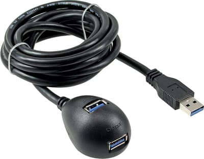 USB naar 2x USB docking kabel - USB3.0 - tot 0,9A / zwart - 3 meter