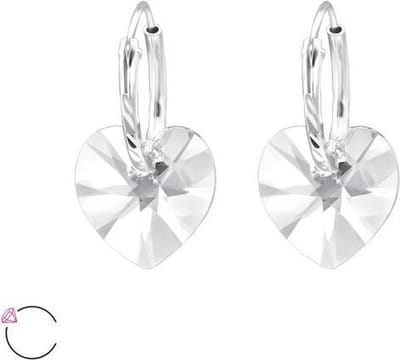Amanto Oorbellen Dysis - 925 Zilver - Swarovski® Hart - Ø10mm - 17mm