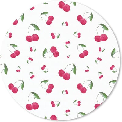 Muismat rond 20x20 cm - Mousepad Kers - Aquarelverf - Fruit - Ronde muismatten
