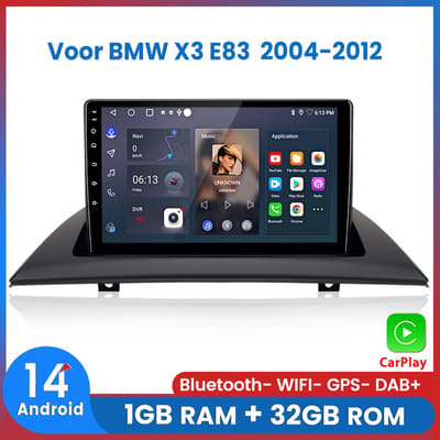 Awesafe Autoradio - Draadloos Apple CarPlay Android Auto - Geschikt Voor BMW X3 E83 2004 t/m 2012 - RAM 1GB + ROM 32GB - Autoradio met navigatie GPS - Radio Scherm - 2004 2005 2006 2007 2008 2009 2010 2011 2012