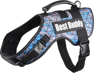 Flamingo Uranus - Harnas Honden - Harnas Best Buddy Uranus Blauw Camouflage Grid Xl 80-115cm 50mm - 1st - 122802 - 1st