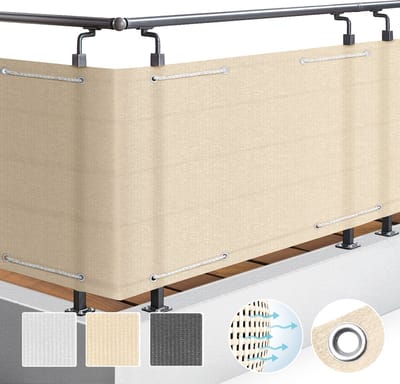 Sol Royal PB2 – Balkonscherm Creme 300 x 90 cm – Balkondoek Waterafstotend – UV Bescherming – incl. Bevestigingsmateriaal