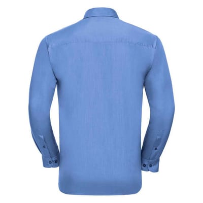 Russell Collection Heren Poplin Easy-Care Formeel Overhemd met Lange Mouwen (Bedrijfsblauw)