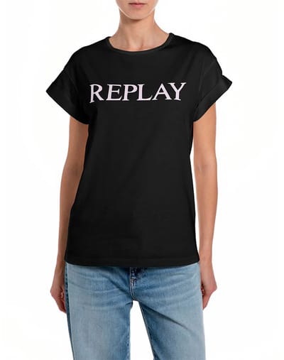 Replay W3473b.000.2660 T-shirt Met Korte Mouwen Zwart L Vrouw