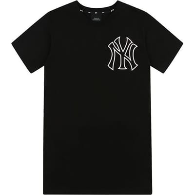 MLB New York Yankees Klassiek Mode Los Sport Casual Pullover Korte Mouw Jurk Damesjurk Zwart 31OP05131-50L XS gray