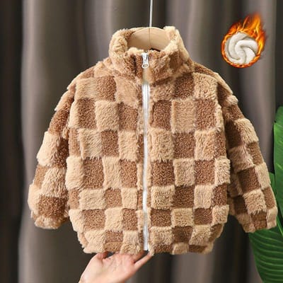 Veste polaire double face pour garçon hiver avec haut en polaire épaisse et col montant pour plus de chaleur et de vêtements d'extérieur 150 brown