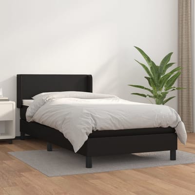 vidaXL - Boxspring - met - matras - kunstleer - zwart - 90x200 - cm