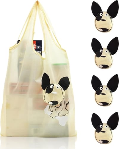 Vouwbare boodschappentassen set van 4, herbruikbare en wasbare tote bags, ideale draagtas voor dagelijks gebruik