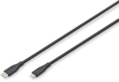 Digitus AK-600110-010-S, 1 m, Lightning, USB A, Mannelijk, Mannelijk, Zwart