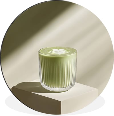 WallCircle - Wandcirkel - Muurcirkel - Matcha - Glas - Groen - Minimalistisch - Aluminium - Dibond - 30x30 cm - Binnen en Buiten