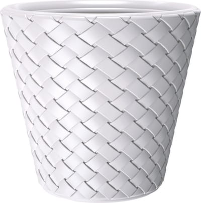 Prosperplast Bloempot Matuba - wit - rotan - 19 Liter - D35 cm - kunststof - Binnen/buiten - Decoratief