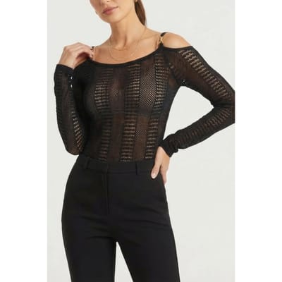 GUESS Marciano By  Emma Ls Cut Out Top Sweater Jet Black Maat: XXS | Longsleeves Outlet | Dames | Zwart