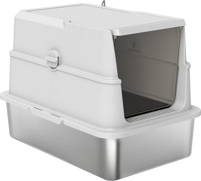 PawHut Kattenbak van PawHut Roestvrij staal, plastic 60,2L x 40,2B x 43,3H cm Lichtgrijs