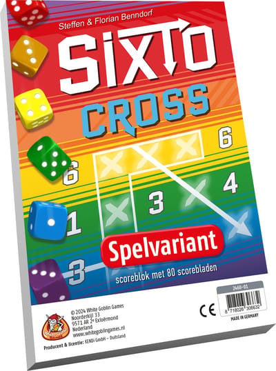 White Goblin Games - Sixto: Cross - Dobbelspel - 1 tot 6 spelers - Uitbreiding - nieuwe mogelijkheden tot scoren - Voor rekenplezier