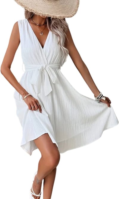 Livano Zomerjurk Dames - Zomerjurken - Volwassen - Jurk - Ibiza Stijl - Sundress - Wit - Maat S