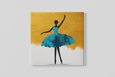 Vierkant Canvas Schilderij – Ballerina – Blauw – Kunst – Moderne Wanddecoratie – 100×100 cm
