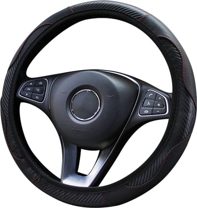 Stuurhoes Auto 37-38 cm - Zwart Carbon look - Kasey Products