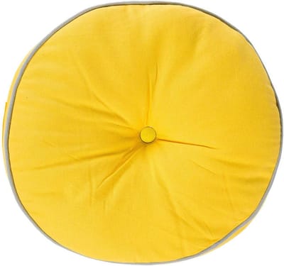 Homescapes vloerkussen rond geel en grijs 100% katoen met polyester vulling Ø 43 cm
