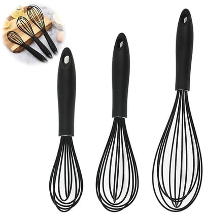 silicone garde - Garde set - Mixer - Voor eieren en beslag - Antislip handvat - Krasbestendig kookgerei - Keukengerei - Zwart