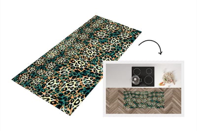 Keukenloper - Loper keuken - Luipaard - Patroon - Blauw - 120x50 cm - Keukenloper vinyl
