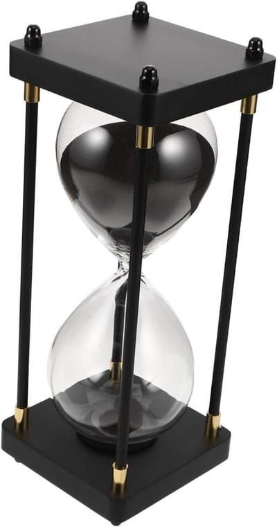 Vintage Zandloper - Tijdmeter Decoratie - Productief Werken - Precieze 60 Minuten - 25 cm Hoog - Zwart