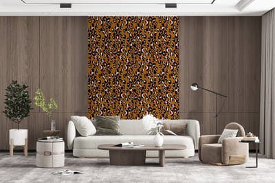 Behang - Fotobehang Panter - Design - Roze - Bruin - Patronen - Breedte 200 cm x hoogte 300 cm