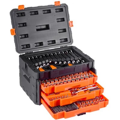 VEVOR Mechanic Tool Set Dopsleutelset (450-delig) 6,4/9,5/12,7 mm aandrijving, diepe en standaard doppen, SAE metrisch Mechanic Tool Set met sleutels en koffer