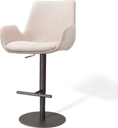 Nolon Niva-Eef Draaibare Tulp Barkruk Beige - Verstelbaar - Mat Zwart Onderstel - Scandinavisch - Comfortabel