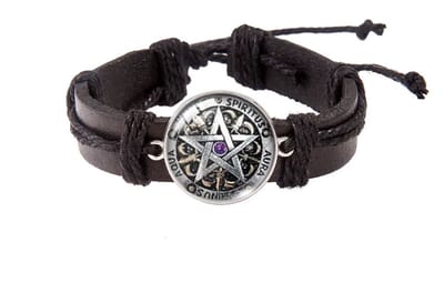 Akyol - pentagram-pentagram armband–armband-armband voor hem en haar-leren armband -satan armband -gothic armband -armband voor gothics -pentagram cadeau -pentagram armband – armbanden – armbandje – stoere armband – spiritus armband – spi