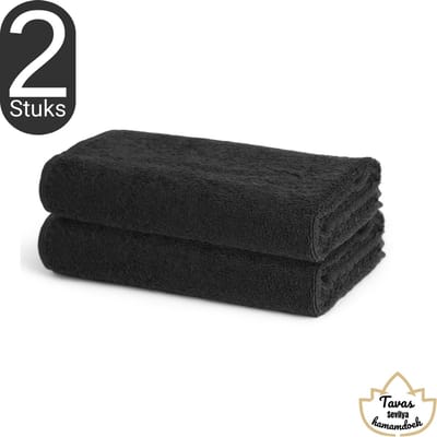 Sevilya Handdoek - Zwart - 50 × 90 cm - Set van 2 - 100% Katoen - Badhanddoeken - Sauna handdoeken - Hotelkwaliteit