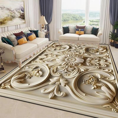 Magnifique Tapis de Fleurs 3D pour Salon Décoration de Chambre de Maison de Luxe Tapis Doux Grande Surface Antidérapant Paillassons de Sol Lavables 60*90cm