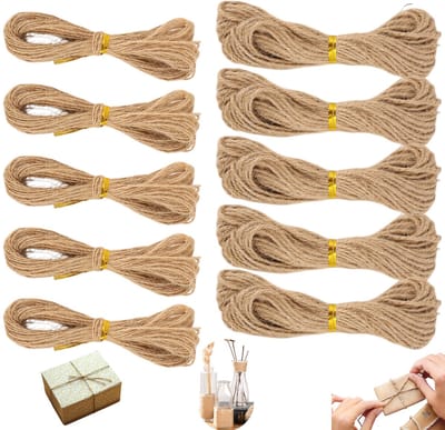 10 stuks Jute touw - Natuurlijk Jutetouw - Natuurlijk Bindtouw - jute koord paktouw - voor Verpakking - Verhuizing Planten - Cadeaus - Milieuvriendelijk - Diameter 1mm&2mm - 20m