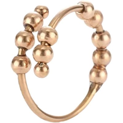 Antistress kralen ringen voor vrouwen, open draaibare verstelbare vingerring van roestvrij staal, vrij draaiend, antistress sieraad, cadeau resizable beige