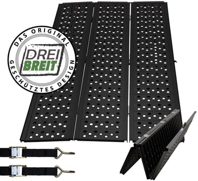 DREIBREIT by TRUTZHOLM 2-voudig opvouwbare oprijplaat 215 cm 1020 kg aluminium geperforeerd laadplatform Oprijplaat