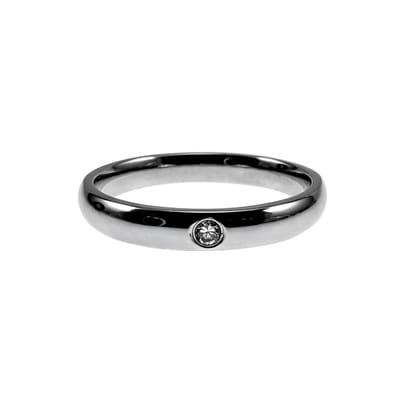 Elegante Unisex Ring met Ronde Zirkonia Verlovingsring Vriendschapring, RVS Gepolijst - 3 mm Breed
