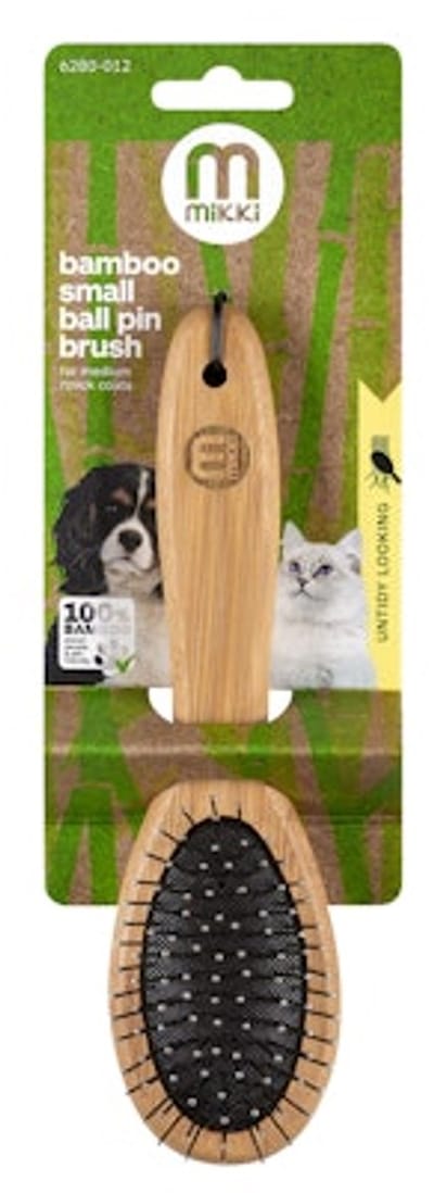 Mikki Bamboo Ball Pin Brush - Small - Kleine dierenborstel