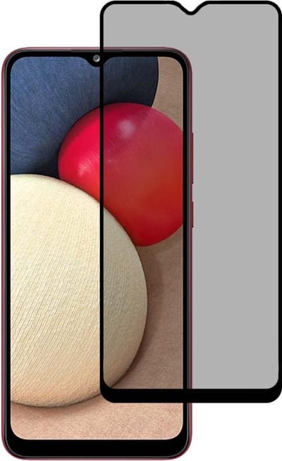 Smartphonica Privacy full cover voor Samsung Galaxy A02s tempered glass screenprotector van gehard glas met afgeronde hoeken geschikt voor Samsung Galaxy A02s