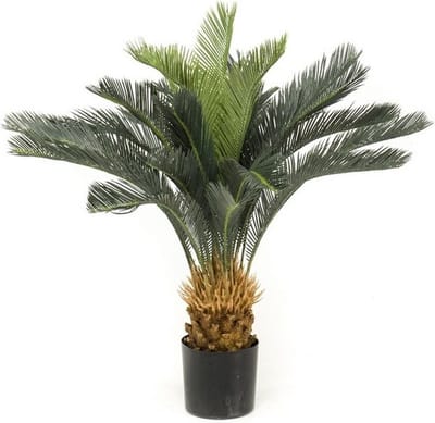 Kunstplant Cycas Revoluta - 90 cm - Zwarte Pot - Vredespalm - Kunstplanten/nepplanten