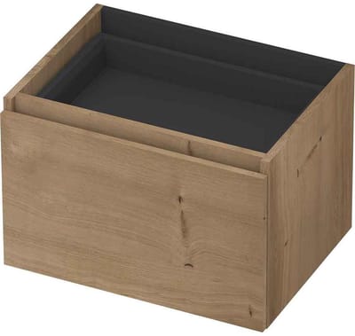 INK - Onderkast 1L met Binnenlade Greeploos Houten Keerlijst Fineer Zonder Sifonuitsparing in Binnenlade - 600x450x400 Mm - Ash Grey Fineer
